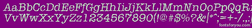 TypewriterrandomItalic Font – Green Fonts on Purple Background