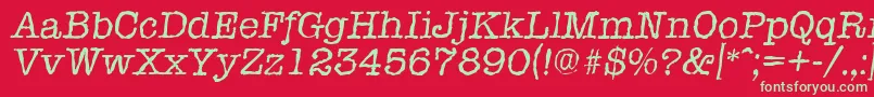 フォントTypewriterrandomItalic – 赤い背景に緑の文字