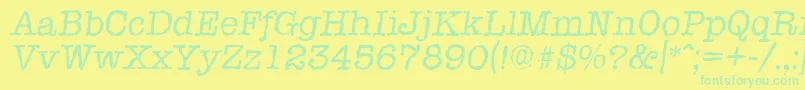 フォントTypewriterrandomItalic – 黄色い背景に緑の文字