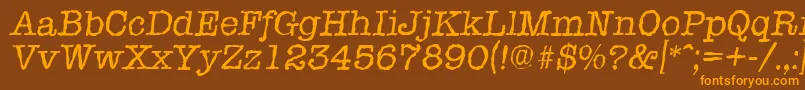 TypewriterrandomItalic-Schriftart – Orangefarbene Schriften auf braunem Hintergrund
