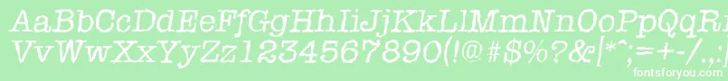 TypewriterrandomItalic-Schriftart – Weiße Schriften auf grünem Hintergrund