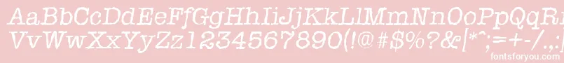 Fonte TypewriterrandomItalic – fontes brancas em um fundo rosa