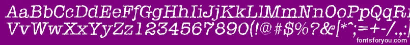 TypewriterrandomItalic Font – White Fonts on Purple Background