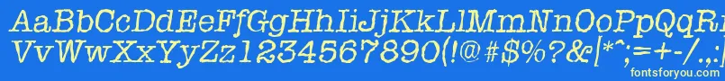 TypewriterrandomItalic Font – Yellow Fonts on Blue Background