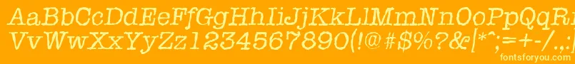 TypewriterrandomItalic Font – Yellow Fonts on Orange Background