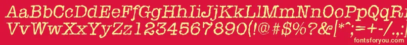 TypewriterrandomItalic Font – Yellow Fonts on Red Background