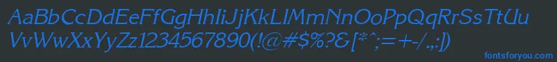 KarinacItalic Font – Blue Fonts on Black Background