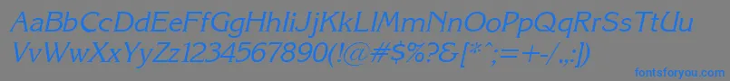 フォントKarinacItalic – 灰色の背景に青い文字