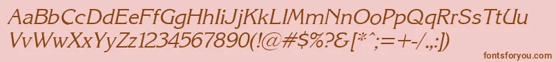 Fonte KarinacItalic – fontes marrons em um fundo rosa