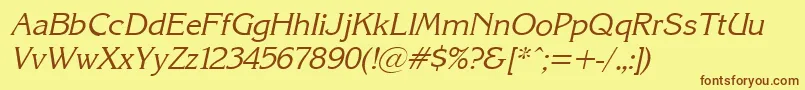 KarinacItalic Font – Brown Fonts on Yellow Background