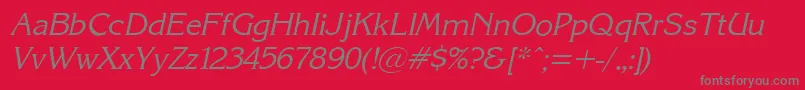 Fonte KarinacItalic – fontes cinzas em um fundo vermelho