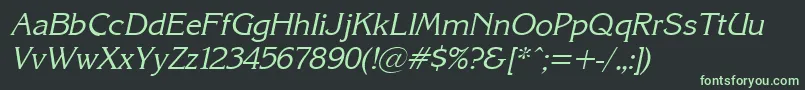 Fonte KarinacItalic – fontes verdes em um fundo preto