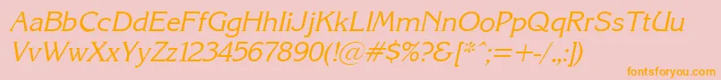 KarinacItalic-Schriftart – Orangefarbene Schriften auf rosa Hintergrund