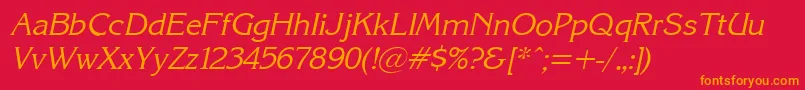 KarinacItalic Font – Orange Fonts on Red Background