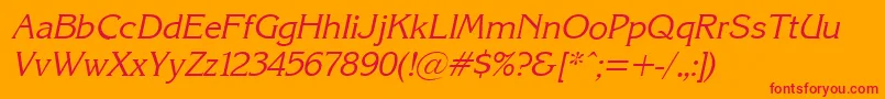 KarinacItalic-Schriftart – Rote Schriften auf orangefarbenem Hintergrund