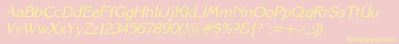 Fonte KarinacItalic – fontes amarelas em um fundo rosa