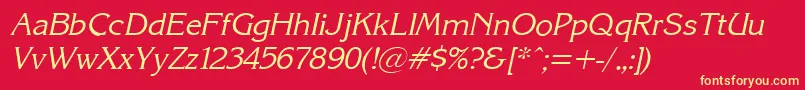 KarinacItalic Font – Yellow Fonts on Red Background