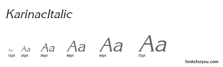 Размеры шрифта KarinacItalic