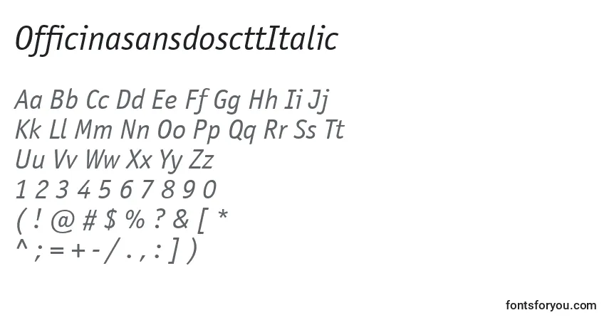 Schriftart OfficinasansdoscttItalic – Alphabet, Zahlen, spezielle Symbole