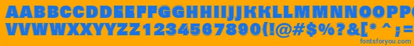 AGrotictitulgrhv-Schriftart – Blaue Schriften auf orangefarbenem Hintergrund