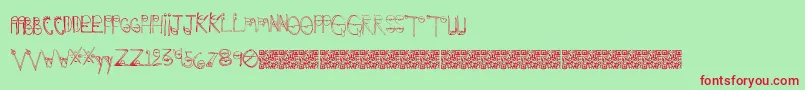 フォントCrazyeyes – 赤い文字の緑の背景