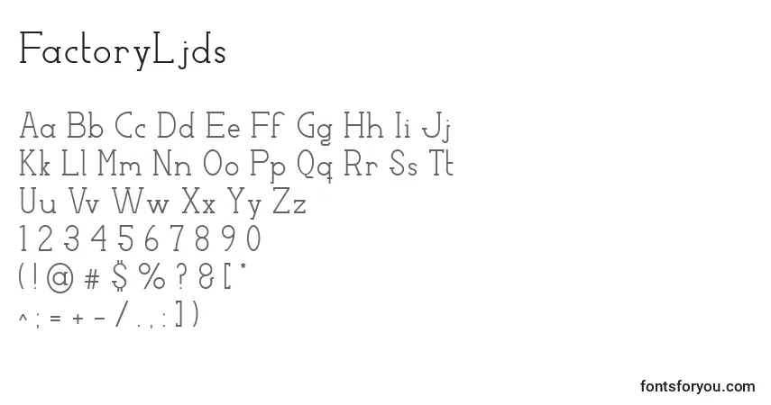 FactoryLjds Font – alphabet, numbers, special characters