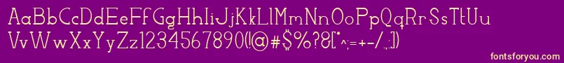 FactoryLjds-Schriftart – Gelbe Schriften auf violettem Hintergrund