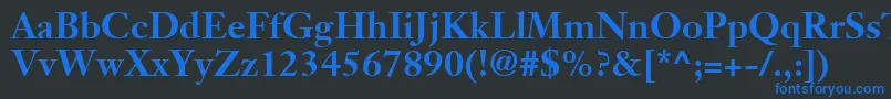 JansonTextLt75Bold-Schriftart – Blaue Schriften auf schwarzem Hintergrund