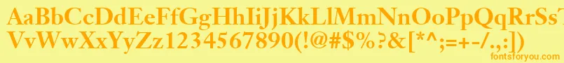 Więcej informacji o czcionce JansonTextLt75Bold Czcionka JansonTextLt75Bold – pomarańczowe czcionki na żółtym tle