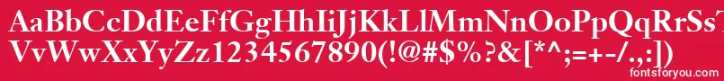 Fonte JansonTextLt75Bold – fontes brancas em um fundo vermelho