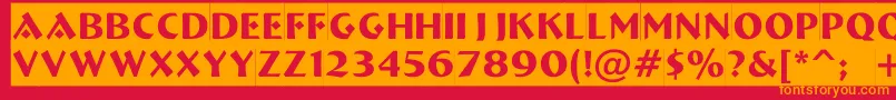 フォントABremensl – 赤い背景にオレンジの文字