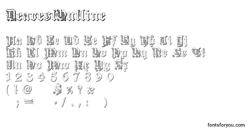 A fonte DearestOutline – alfabeto, números, caracteres especiais