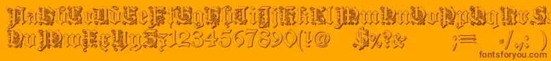 DearestOutline-fontti – ruskeat fontit oranssilla taustalla