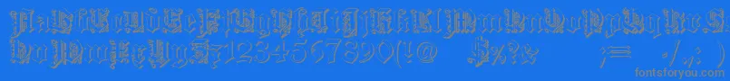 フォントDearestOutline – 青い背景に灰色の文字