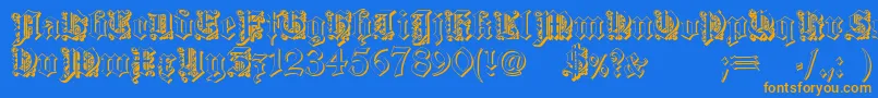 DearestOutline-Schriftart – Orangefarbene Schriften auf blauem Hintergrund