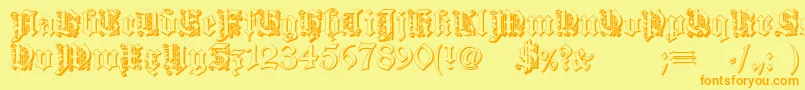 Fonte DearestOutline – fontes laranjas em um fundo amarelo