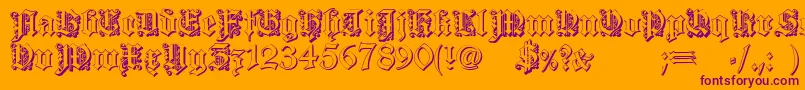 DearestOutline-Schriftart – Violette Schriften auf orangefarbenem Hintergrund