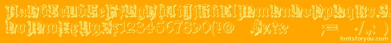 DearestOutline-Schriftart – Gelbe Schriften auf orangefarbenem Hintergrund