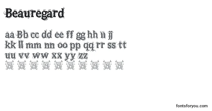 Schriftart Beauregard – Alphabet, Zahlen, spezielle Symbole