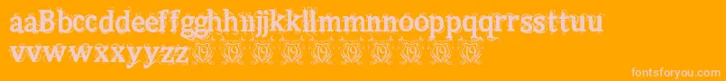 Beauregard-Schriftart – Rosa Schriften auf orangefarbenem Hintergrund