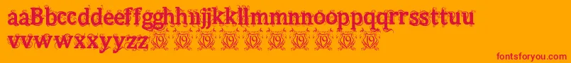 Beauregard-Schriftart – Rote Schriften auf orangefarbenem Hintergrund