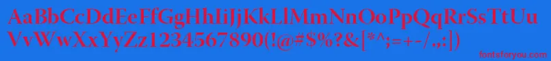 WarnockproBolddisp-Schriftart – Rote Schriften auf blauem Hintergrund