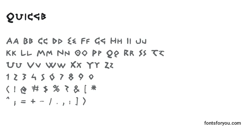 A fonte Quicgb – alfabeto, números, caracteres especiais