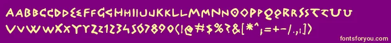 Czcionka Quicgb – żółte czcionki na fioletowym tle