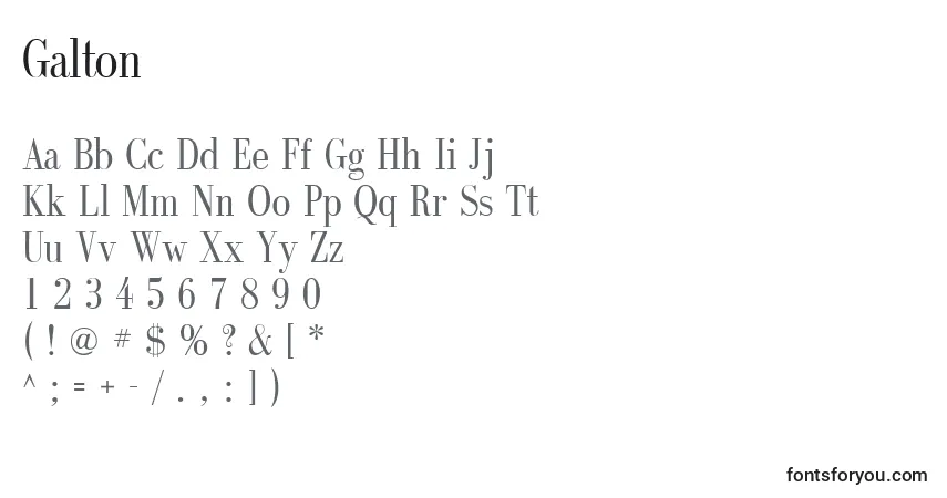 Schriftart Galton – Alphabet, Zahlen, spezielle Symbole