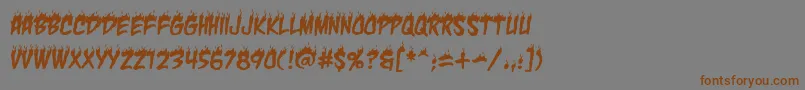 フォントCharbbReg – 茶色の文字が灰色の背景にあります。