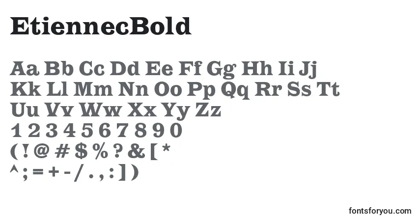 Шрифт EtiennecBold – алфавит, цифры, специальные символы