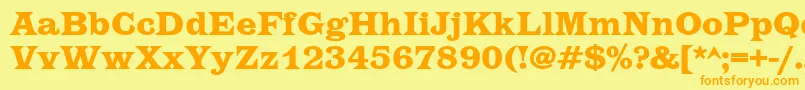 フォントEtiennecBold – オレンジの文字が黄色の背景にあります。