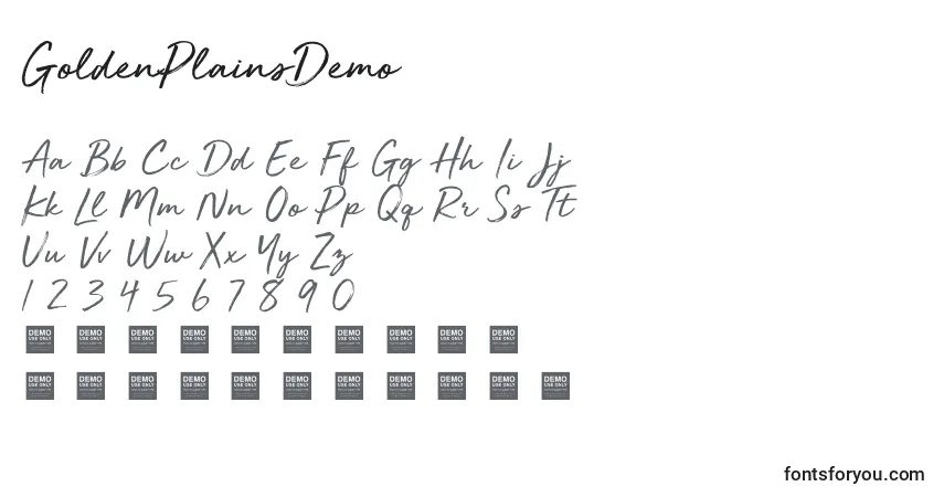 GoldenPlainsDemo-fontti – aakkoset, numerot, erikoismerkit