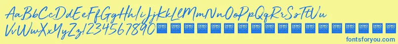 GoldenPlainsDemo Font – Blue Fonts on Yellow Background